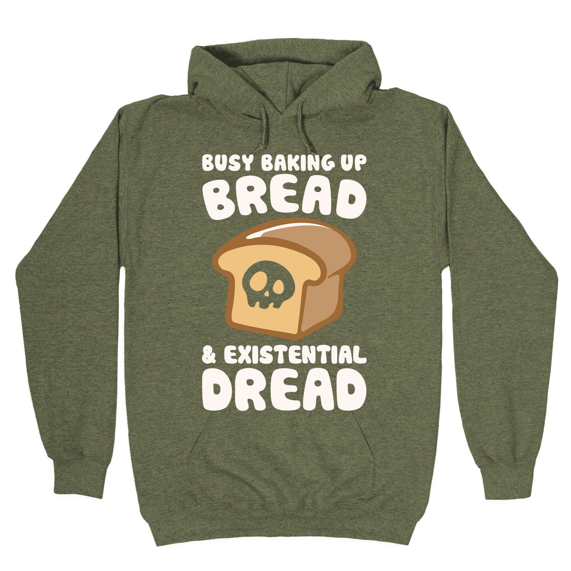 Busy Baking Up Bread & Existential Dread White Print Hoodie